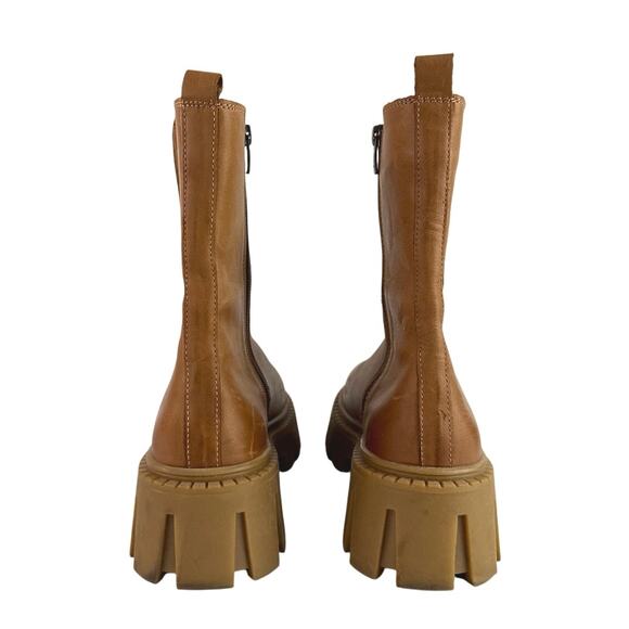 Steve Madden Charges Brown Leather Chunky Platform Chelsea Boots Size 39/ US 8.5 - Picture 3 of 10